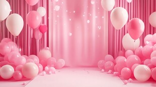 梦幻粉色气球浪漫场景