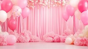 梦幻粉色气球浪漫装饰场景