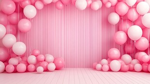 粉色梦幻气球装饰场景