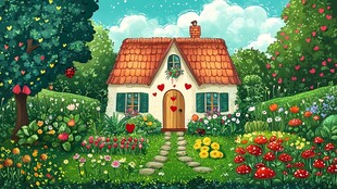 童话风花园中的温馨小屋