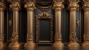 奢华黑金罗马柱装饰空间