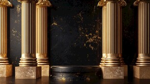 黑金罗马柱舞台展示场景