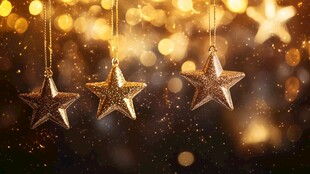金色星星圣诞挂饰背景图