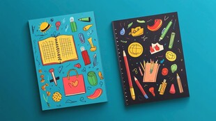 多彩手绘文具风笔记本展示