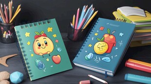 可爱卡通图案笔记本展示