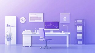 紫色系现代办公空间场景