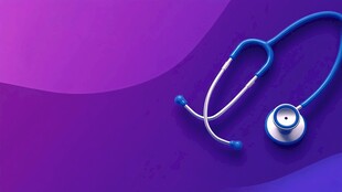 紫色背景上的医用听诊器