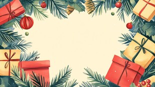 圣诞装饰与礼物边框背景