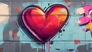 心形涂鸦 墙上的绚烂爱意