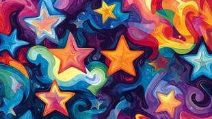 梦幻多彩星星抽象背景图
