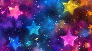 梦幻星空多彩星星背景图