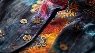 多彩刺绣复古风牛仔衣