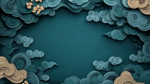 中式纸艺风祥云背景图