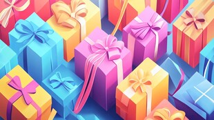 缤纷多彩礼物堆叠场景