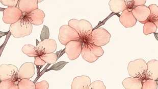 手绘粉色桃花枝图案背景