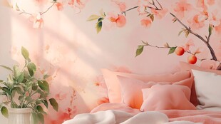 粉色桃花卧室温馨一角