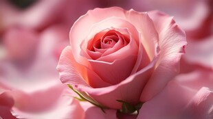 粉嫩娇艳的单朵粉色玫瑰