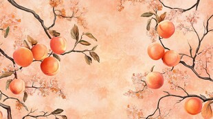 手绘橘枝花卉淡雅背景图