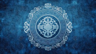 蓝色古典花纹圆形图案