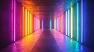 梦幻彩色霓虹通道