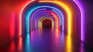 梦幻霓虹拱形通道