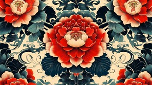 中式牡丹传统花纹图案