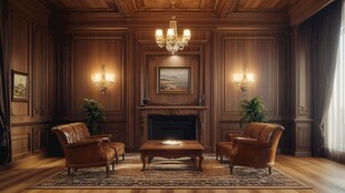 复古奢华的木质客厅空间