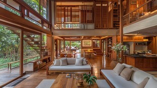 现代木质双层通透温馨住宅