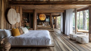 原木风温馨舒适卧室空间