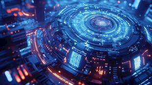 未来科技感的机械环形结构