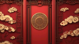 中式红墙金饰典雅背景