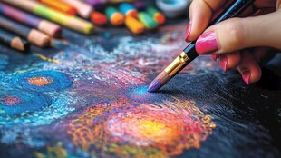 手绘多彩图案的艺术瞬间