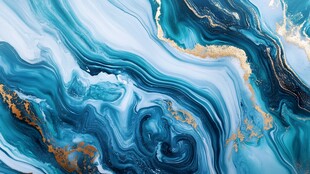 蓝金流体艺术抽象纹理图案