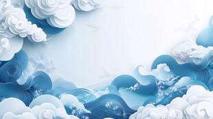 中式纸艺风云海背景图