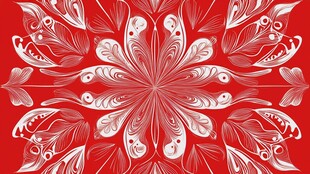 红色背景精美白色花纹图案