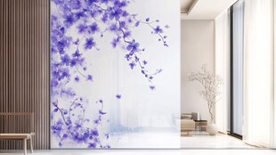 紫色花卉中式玄关装饰画