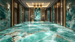 奢华翡翠绿大理石酒店大堂