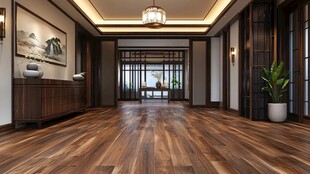 中式典雅大厅木质地板空间