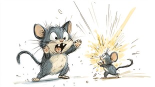 小猫遭小老鼠反击瞬间