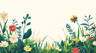 春日花草边框插画