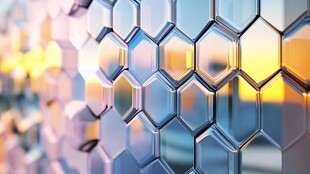 六边形玻璃结构的绚丽背景