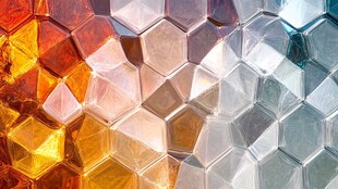 彩色六边形玻璃拼接图案