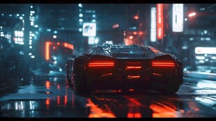 霓虹夜下的炫酷跑车