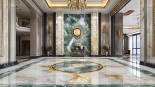 豪华大理石装饰的大气门厅