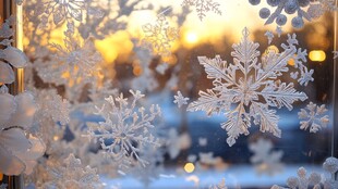 冬日窗上精致雪花装饰