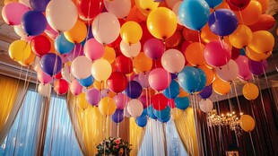 多彩气球装点梦幻室内空间