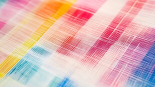 多彩格子织物纹理特写