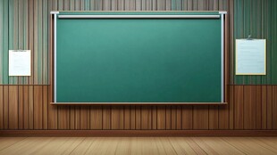 教室中的墨绿色空白大黑板