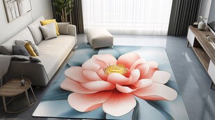 客厅中的唯美花朵图案地毯