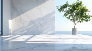 大理石空间中的绿植景观